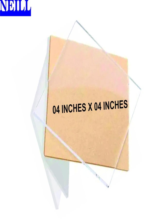 NEILL® High Gloss Acrylic Sheet 2mm transparent (Pack of 4pcs) Use for Glass Painting, DIY Projects, Educational Projects Size:- (2mm, 4x4 inches,) clear - Image 2